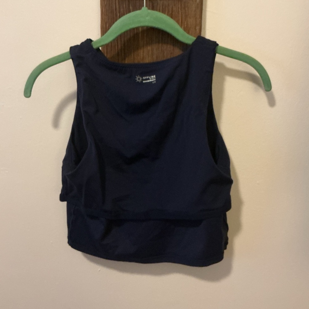 Navy Blue High Neck Longline Sports Bra - Picture 9 of 10